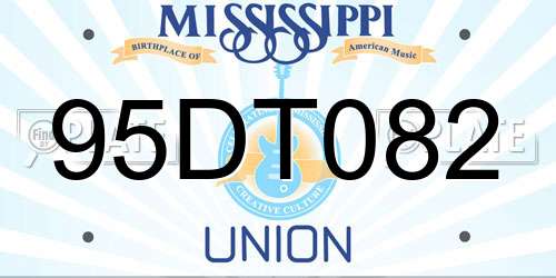 95DT082 Mississippi License Plate