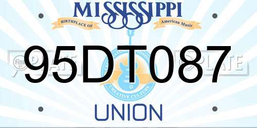 95DT087 Mississippi License Plate