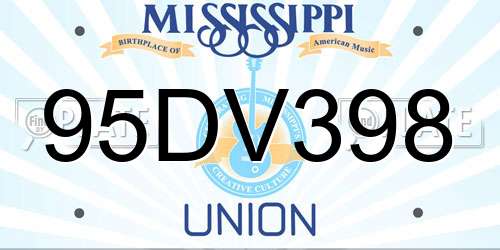 95DV398 Mississippi License Plate