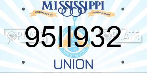 95II932 Mississippi License Plate