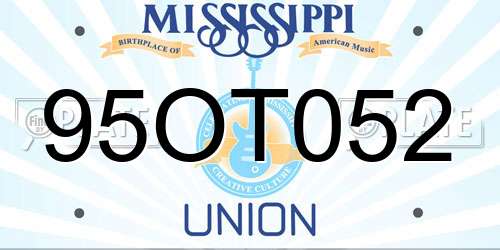 95OT052 Mississippi License Plate