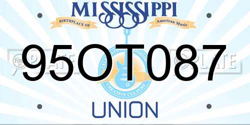 95OT087 Mississippi License Plate