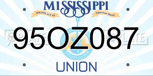 95OZ087 Mississippi License Plate