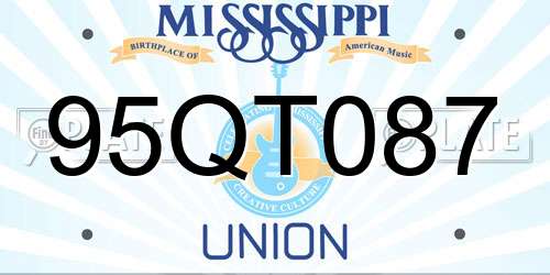95QT087 Mississippi License Plate
