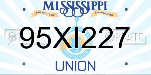 95XI227 Mississippi License Plate