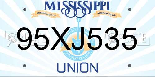 95XJ535 Mississippi License Plate
