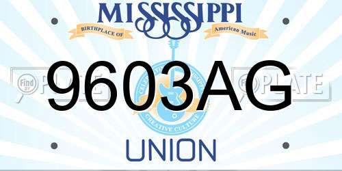 9603AG Mississippi License Plate