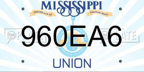 960EA6 Mississippi License Plate