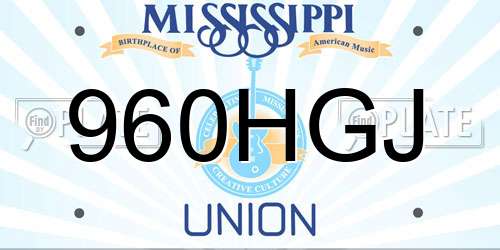 960HGJ Mississippi License Plate