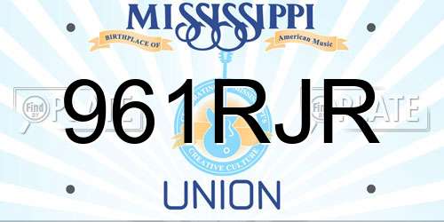 961RJR Mississippi License Plate