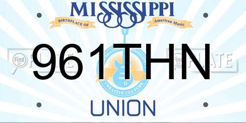 961THN Mississippi License Plate