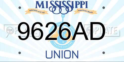 9626AD Mississippi License Plate