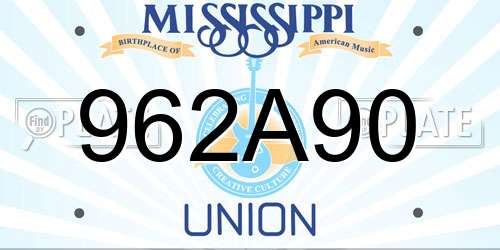 962A90 Mississippi License Plate