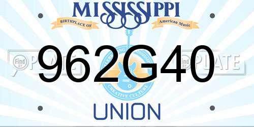 962G40 Mississippi License Plate