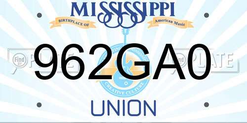 962GA0 Mississippi License Plate