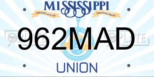 962MAD Mississippi License Plate