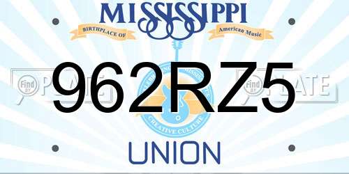 962RZ5 Mississippi License Plate
