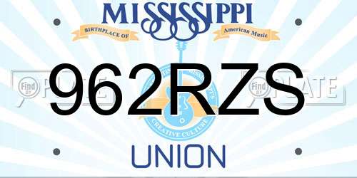 962RZS Mississippi License Plate