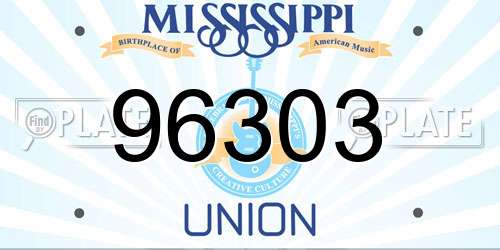 96303 Mississippi License Plate