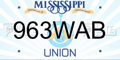 963WAB Mississippi License Plate