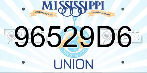 96529D6 Mississippi License Plate