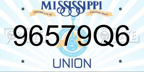 96579Q6 Mississippi License Plate