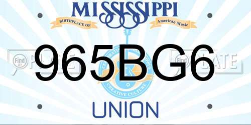 965BG6 Mississippi License Plate