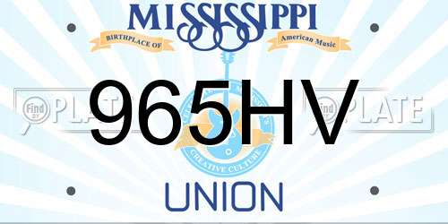 965HV Mississippi License Plate