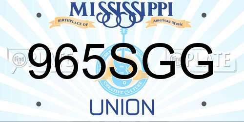 965SGG Mississippi License Plate
