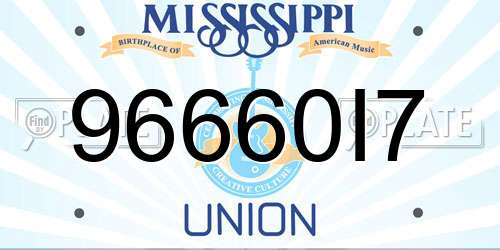 96660I7 Mississippi License Plate