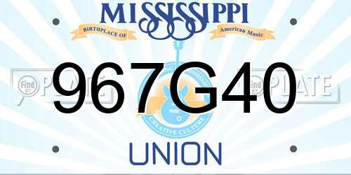 967G40 Mississippi License Plate