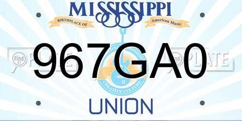 967GA0 Mississippi License Plate