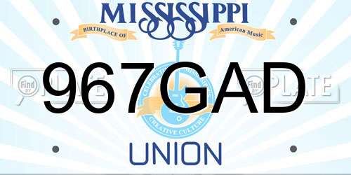 967GAD Mississippi License Plate