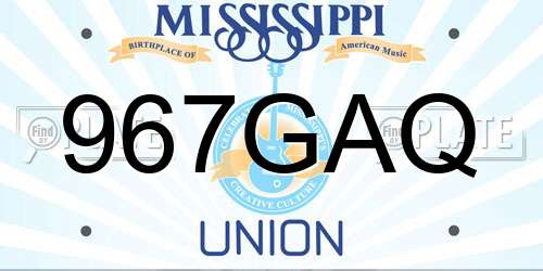 967GAQ Mississippi License Plate