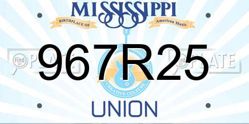 967R25 Mississippi License Plate