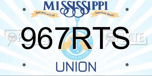 967RTS Mississippi License Plate