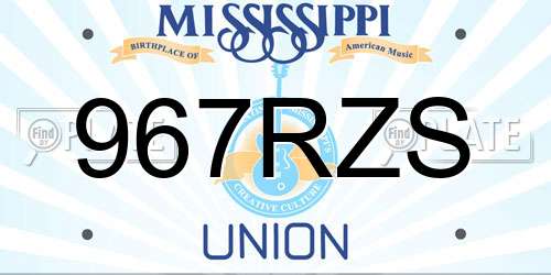967RZS Mississippi License Plate