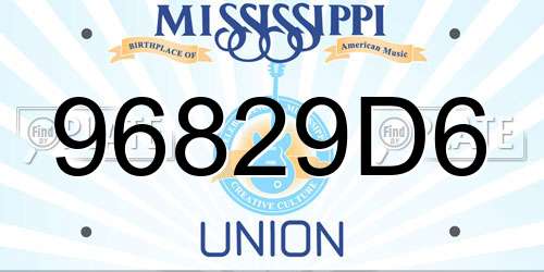 96829D6 Mississippi License Plate