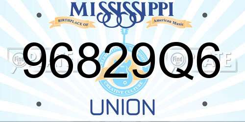 96829Q6 Mississippi License Plate