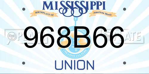 968B66 Mississippi License Plate