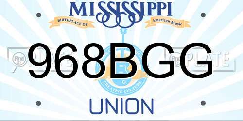 968BGG Mississippi License Plate
