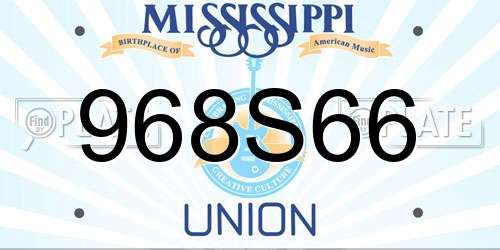 968S66 Mississippi License Plate