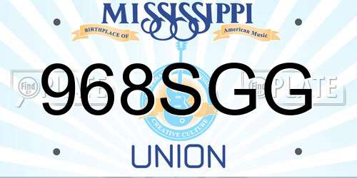 968SGG Mississippi License Plate