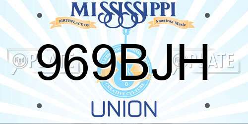 969BJH Mississippi License Plate