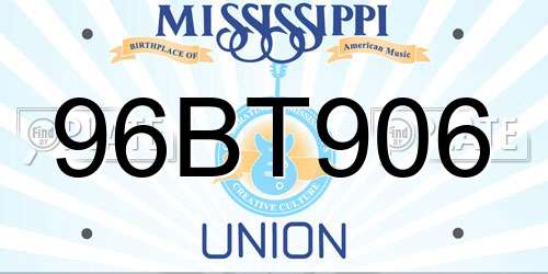 96BT906 Mississippi License Plate