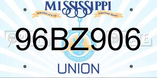 96BZ906 Mississippi License Plate