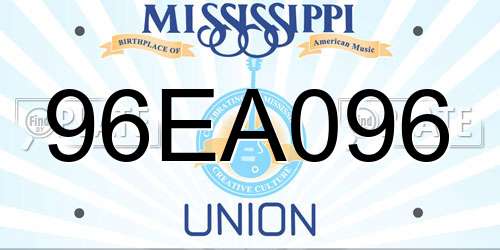96EA096 Mississippi License Plate