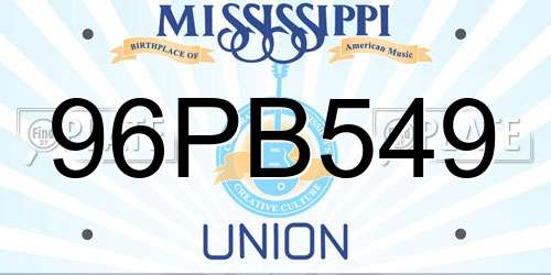 96PB549 Mississippi License Plate