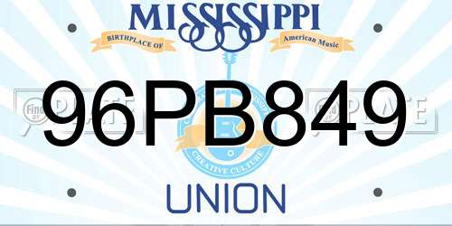 96PB849 Mississippi License Plate
