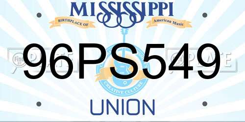 96PS549 Mississippi License Plate